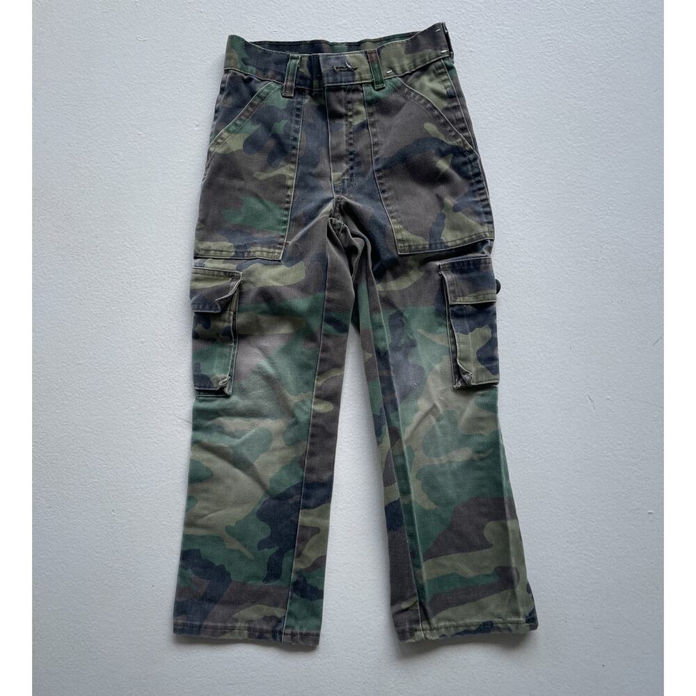 Vintage 70s 80s KIDS Green Camo OG-107 Cargo Pants / Sz 6 / 20"w Boys
